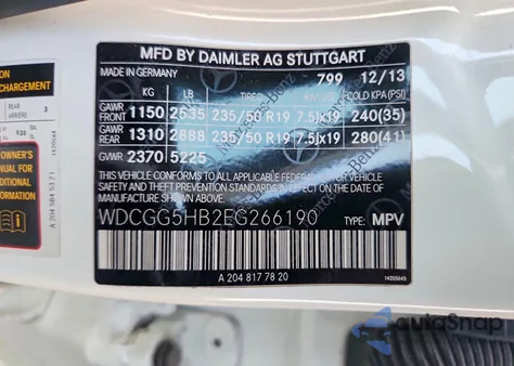 2014 Mercedes-Benz Glk 350 из США, поврежденный, VIN WDCGG5HB2EG266190